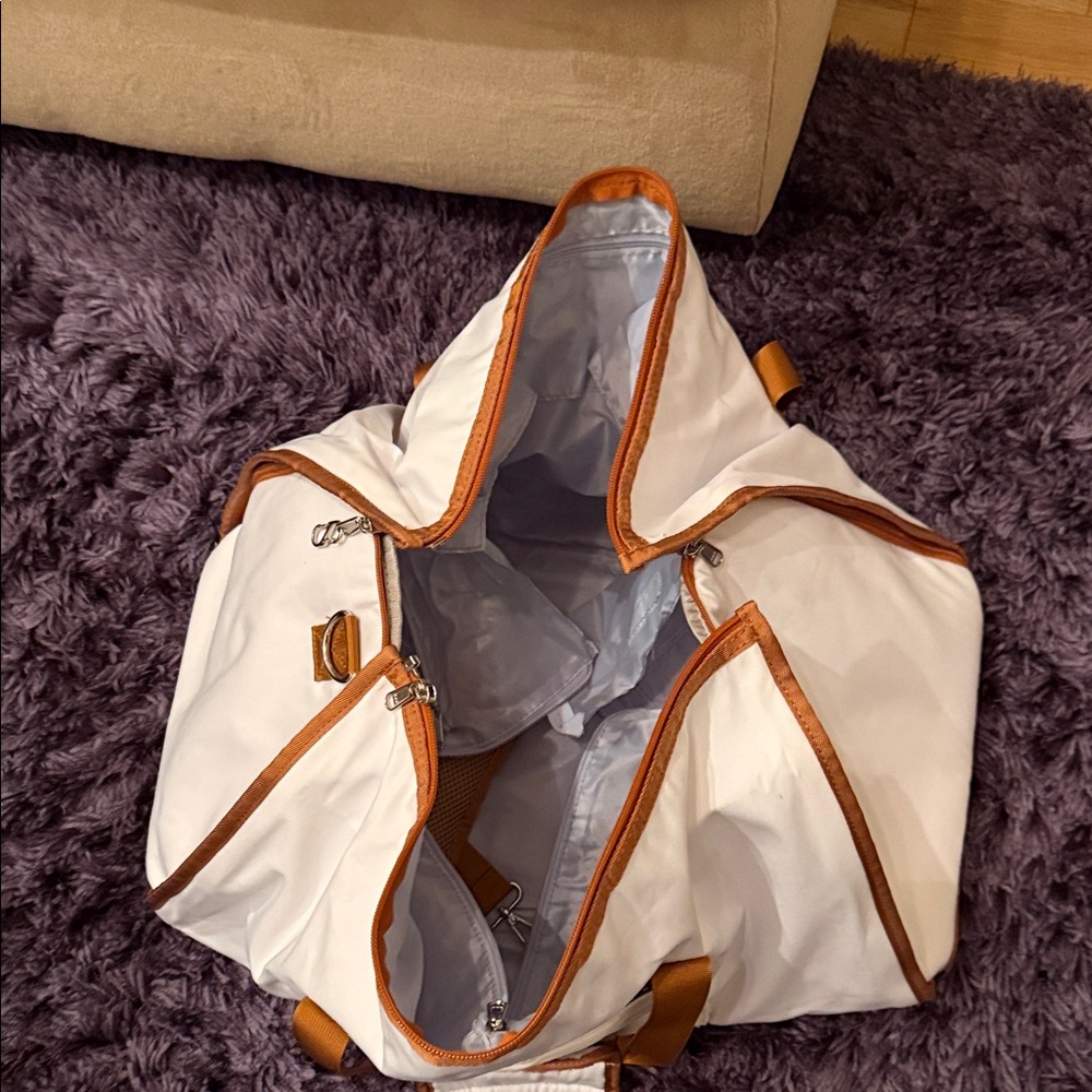 Stylish White and Brown Travel Bag